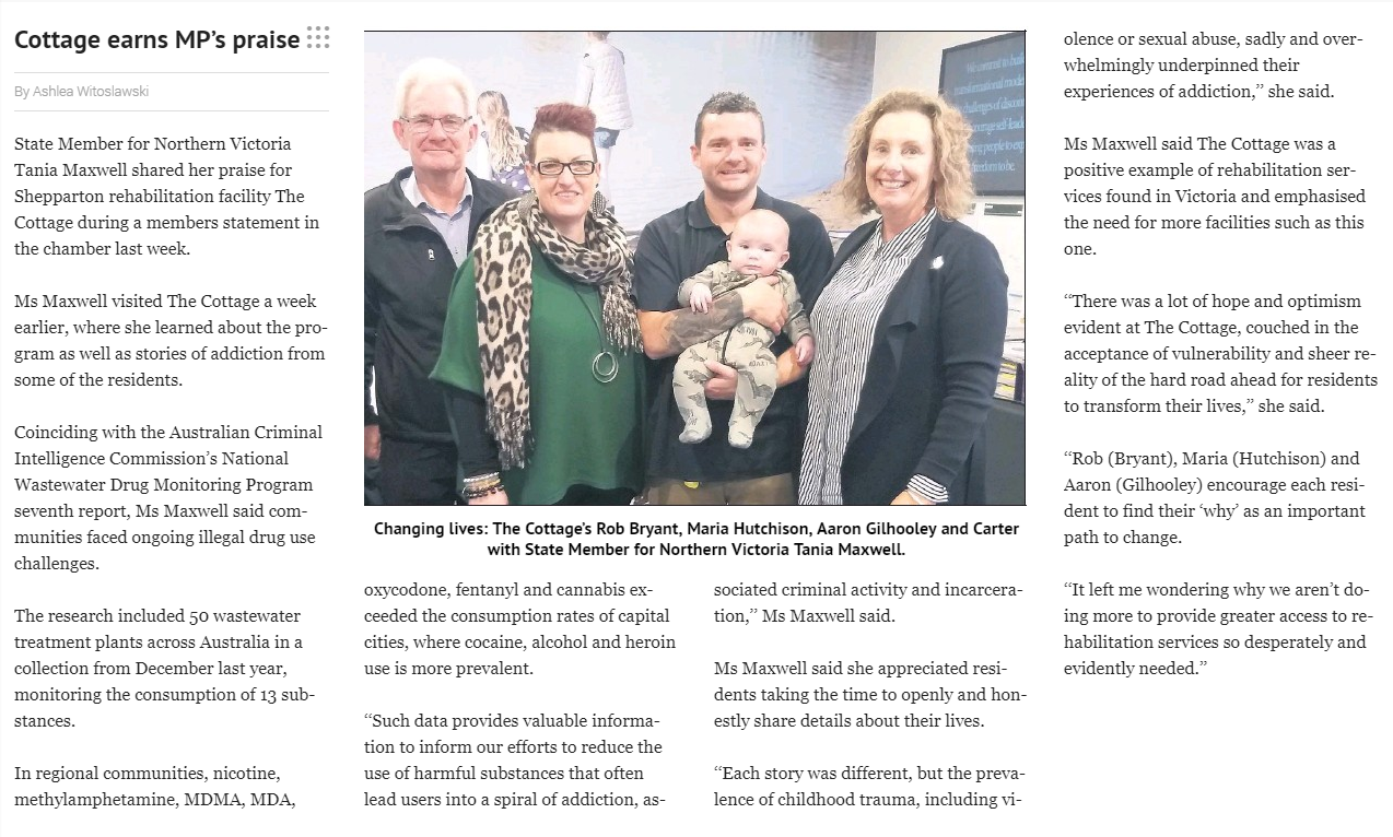 Read more about the article Shepparton News – The Cottage: Shepparton Rehabilitation Facility