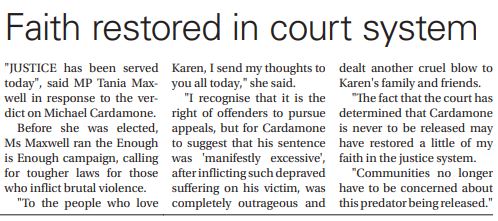 Read more about the article The Border Mail – Faith restored in Court system