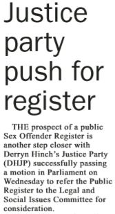 Read more about the article Wangaratta Chronicle – Justice Party push for Register