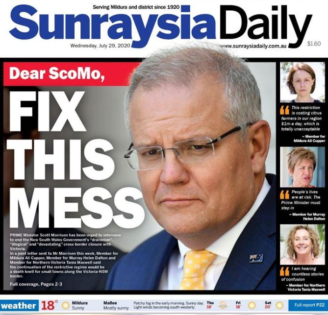 Read more about the article Sunraysia Daily- Border MPs call for leniency